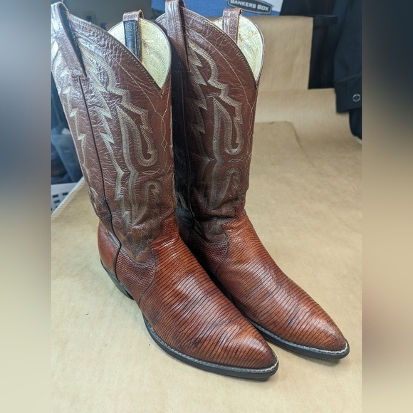 Panhandle Slim men's size 7.5D, women's sz 8.5Wide, Exotic Genuine Brown Teju Li - Picture 3 of 13